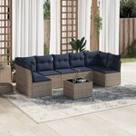 vidaXL Salon de jardin 8 Pièces avec coussins gris résine tressée