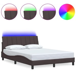 vidaXL Cadre de lit sans matelas marron foncé 140x200 cm tissu