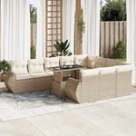 vidaXL Salon de jardin 11 Pièces avec coussins beige résine tressée
