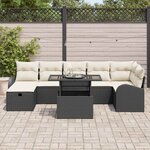 vidaXL Ensemble de canapé de jardin avec coussin 8 Pièces Noir Poly rotin