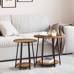 vidaXL Ensemble de tables d'appoint 2 Pièces Bois ancien et noir
