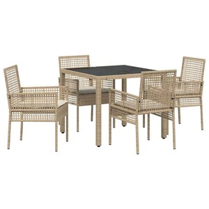 vidaXL Ensemble de salle à manger pour jardin 5 Pièces Beige Poly rotin