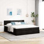 vidaXL Lit ottoman avec matelas et LED Noir 180x200cm tissu