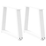 vidaXL Pieds de table basse en forme de V  2 pièces  blanc  60 x (42-43 3) cm  acier