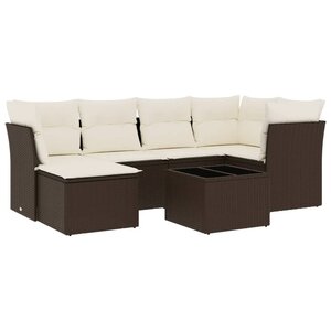 vidaXL Salon de jardin avec coussins 7 Pièces marron résine tressée