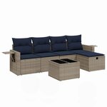 vidaXL Salon de jardin 6 Pièces avec coussins gris résine tressée