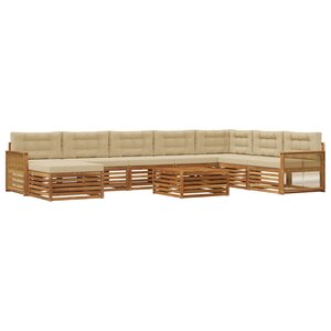 vidaXL Ensemble de canapés d'extérieur 9 Pièces Naturel et Beige