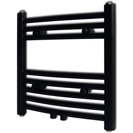 vidaXL Sèche-serviettes eau chaude à rails incurvés noir 480 x 480 mm