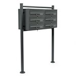 Bloc 6 boites aux lettres 2x3 compartiments superposé pied de support acier galvanisé anthracite