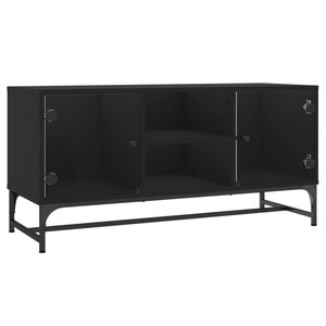 vidaXL Meuble TV avec portes en verre noir 102x37x50 cm