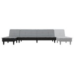 vidaXL Canapé-lit en forme de L gris clair 255x140x70 cm tissu