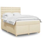 vidaXL Sommier à lattes de lit avec matelas Crème 140x190 cm Tissu