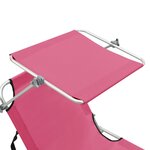vidaXL Chaise longue pliable avec auvent rose aluminium