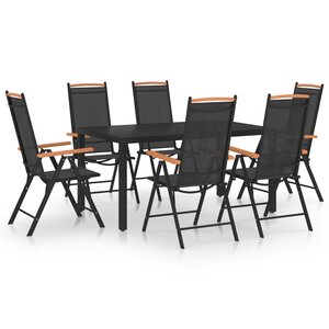 vidaXL Ensemble à manger de jardin 7 Pièces Aluminium Noir