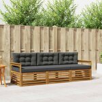vidaXL Ensemble de canapés d'extérieur 3 Pièces Naturel et Anthracite