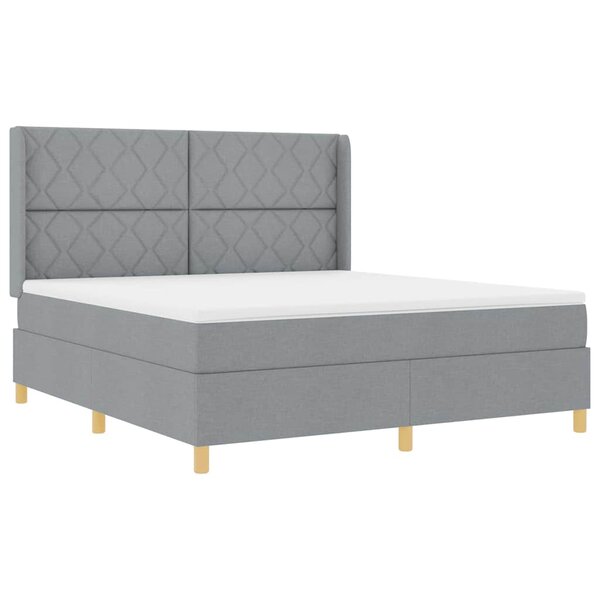 vidaXL Lit à ressorts avec matelas Gris clair 180 x 200 cm tissu