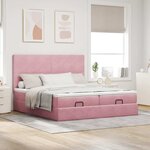 vidaXL Cadre de lit ottoman avec matelas rose 200x200 cm velours