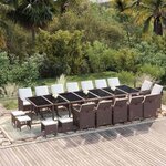 vidaXL Ensemble à manger de jardin coussins 19 Pièces Résine tressée