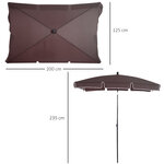 Parasol rectangulaire inclinable alu acier polyester haute densité diamètre 2 m chocolat