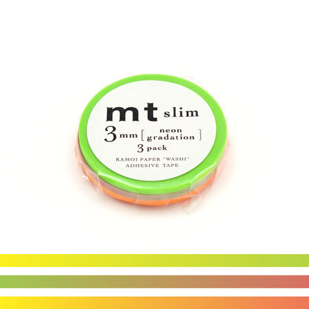 Masking tape mt slim 3 mm set de 3 dégradé néon - neon gradation