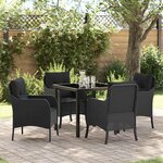 vidaXL Ensemble de salle à manger pour jardin 5 Pièces Noir Poly rotin