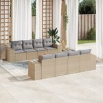 vidaXL Salon de jardin avec coussins 9 Pièces beige résine tressée