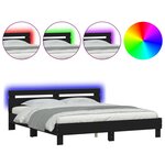 vidaXL Cadre de lit avec tête de lit et LED noir 200x200 cm
