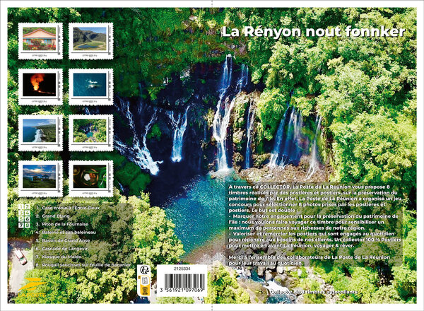 Collector 8 timbres - La Rényon nout fonnker - Lettre Verte