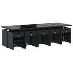 vidaXL Ensemble à manger de jardin 15 Pièces coussins noir résine tressée