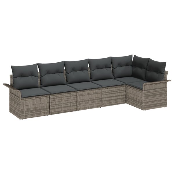 vidaXL Ensemble de canapés de jardin 6 pièces avec coussins – Poly rotin gris