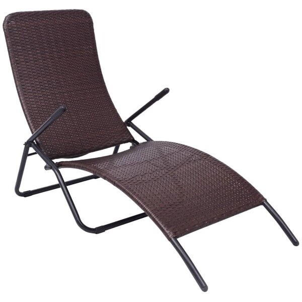 vidaXL Chaise longue pliable résine tressée marron