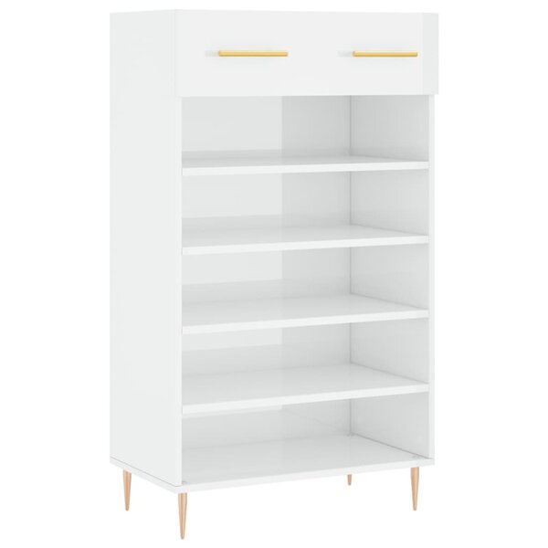 vidaXL Armoire à chaussure Blanc brillant 60x35x105 cm Bois ingénierie