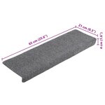 vidaXL Tapis de marches d'escalier 5 Pièces Gris 65x21x4 cm Aiguilleté