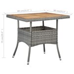 vidaXL Table d'extérieur Gris Résine tressée et bois d'acacia solide