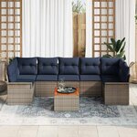 vidaXL Ensemble de canapé de jardin 8 Pièces Gris Poly rotin