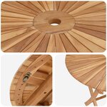 vidaXL Table de jardin pliante Naturel Ø 110 x 75 cm