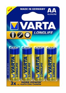 Blister de 4 Piles Longlife Extra 4106 AA Mignon LR6 VARTA