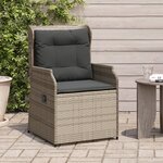 vidaXL Chaises inclinables de jardin lot de 2 et coussins gris rotin