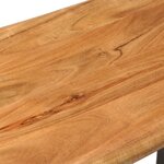 Banc banquette au bord naturel du bois 110 x 35 x 46 cm bois d'acacia solide et acier 02_0010780