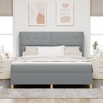 Lit à ressorts vidaXL avec matelas Gris clair 180x200 cm Tissu