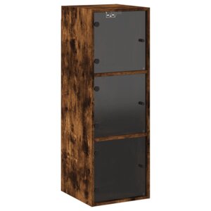 vidaXL Armoire murale avec portes en verre chêne fumé 35x37x100 cm