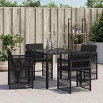 vidaXL Chaises de jardin lot de 4 avec coussins noir résine tressée