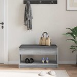 vidaXL Banc d'entrée avec coussin Gris Sonoma 83 x 38 x 45 cm