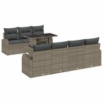 vidaXL Ensemble de canapé de jardin avec coussin 8 Pièces Gris Poly rotin