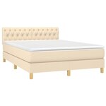 vidaXL Sommier à lattes de lit avec matelas LED Crème 140x190 cm Tissu
