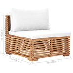 Vidaxl salon de jardin 3 pièces avec coussin crème bois de teck solide