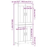 vidaXL Buffet haut Sonoma gris 69 5x34x180 cm Bois d'ingénierie