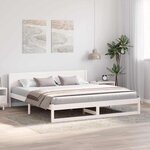 vidaXL Cadre de lit Blanc 200 x 200 cm Bois de pin massif