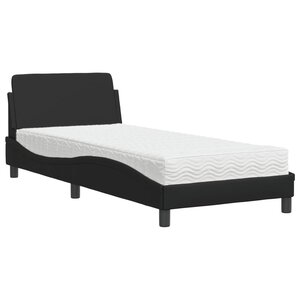 vidaXL Lit avec matelas noir 90x200 cm similicuir