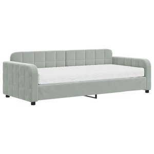 vidaXL Lit de jour avec matelas gris clair 90x200 cm velours